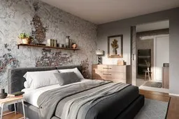 Rural style room with bed and bathroom