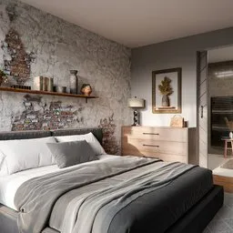 Rural style room with bed and bathroom