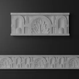 Detailed 3D plaster trim with classic carving for antique styling, compatible with Blender for easy modification.
