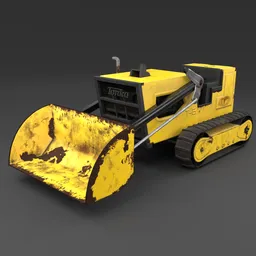 "Vintage Tonka excavator 3D model with rig system, created using Blender 3D software. Featuring a realistic skin shader, clean cel shading, and dirt texture. Perfect for toy and construction-themed designs."