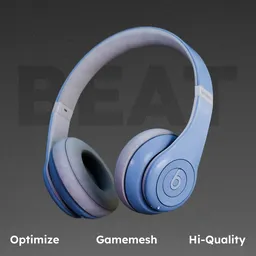 Realistic Beats headphones 3D model with customizable colors and worn texture, optimized for Blender.