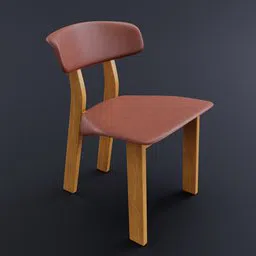 High-quality Patricia Urquiola-inspired wooden chair 3D model with cushioned seat, rendered in Blender.