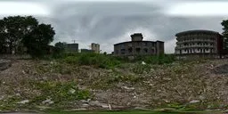 Old Building Grass Cloudly