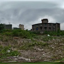 Old Building Grass Cloudly