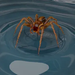 Alt text: "Realistic Fishing Spider 3D Model for Blender 3D - Dolomedes spider with particle hair and rigging - Perfect for animation and visualization projects."
