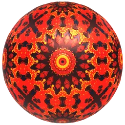 Red Ceramic Sunburst Tile
