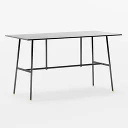 High-quality 3D rendering of a sleek modern bar table with black frame and brass feet accents, ideal for Blender 3D projects.