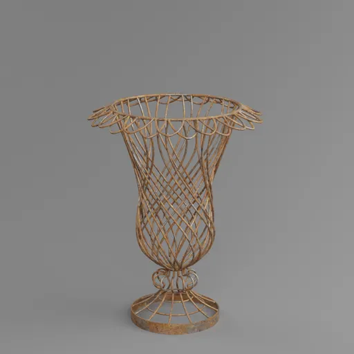 Vintage Rusted Wire Cage Vase