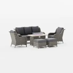 Outdoor Patio Sofa Set with Fire Table