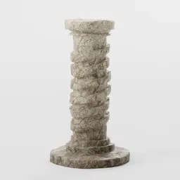 Stone textured pillar 3D model suitable for ancient street scenes, compatible with Blender.