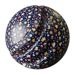 PBR Christmas Wrapping Paper texture for 3D modeling with adjustable scale, color, reflection, and roughness settings.