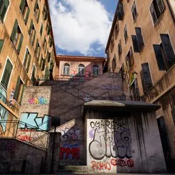 Graffiti Stairs Marseille Street Scene