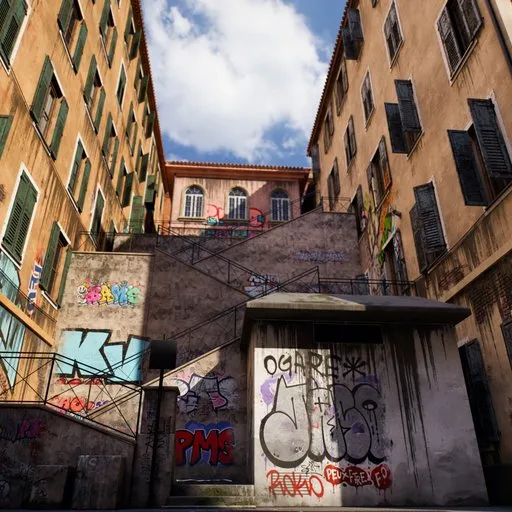 Graffiti Stairs Marseille Street Scene