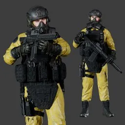 Hazmat Soldier Rigged Yellow Suit
