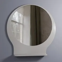 High-resolution Blender 3D model of a stylish round mirror reflecting a window, perfect for 3D interior design renderings.