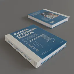 Realistic 3D model of a Japanese cookbook with detailed cover and pages, suitable for Blender rendering.