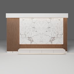 "LED Wall V7: Contemporary LED wall design with marble and louvers system. Ideal for Blender 3D users seeking a 3D model for contemporary spaces with storage option. Designed by Carlo Carlone and inspired by Eliot Kohek's cabinet design."