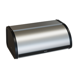Realistic 3D render of a stainless steel roll-top breadbox designed for Blender 3D projects.
