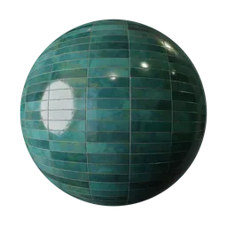 High-quality PBR material with teal green horizontal tiles, configurable for Blender 3D via Hue Node.