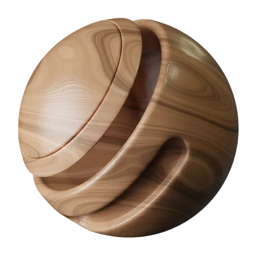 High-quality smooth grain wood PBR material with knots, bump, and roughness for 3D rendering in Blender.