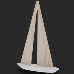 "Get ready to set sail with this intricately designed 3D model of a wooden sailing boat, perfect for sculpting and tracking. Add a touch of nautical charm to your displays with this product view of a slender and charming vessel. Created using Blender 3D software and featuring defined edges and a random object placement, this boat is sure to impress."