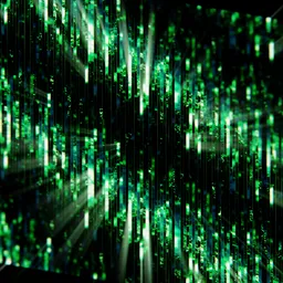 Glowing Green Digital Rain Data Stream