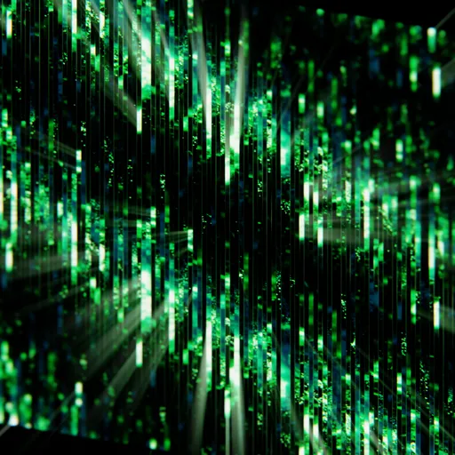 Glowing Green Digital Rain Data Stream