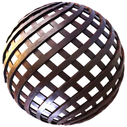 High-resolution PBR texture of a diamond pattern wooden grid for 3D modeling and rendering in Blender.