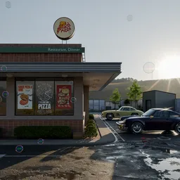 Pizza restaurant with warm sun