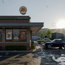 Pizza restaurant with warm sun