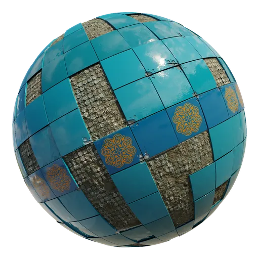 Blue damaged tiles