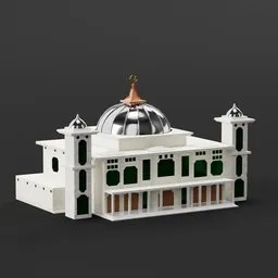 "Explore our historically inspired 3D Mosque model in Blender 3D. The exterior model includes a stunning dome and intricate details true to the Islamic architecture. Perfect for digital or 3D printing projects. Lokah Samastah Sukhino Bhavantu."