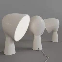 Realistic 3D render of white modern Binic lamps for Blender, showcasing design and detail.