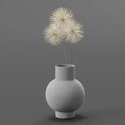 Realistic 3D-rendered vase with delicate dandelion seeds, perfect for Blender 3D nature scenes.