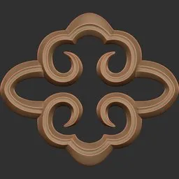 Detailed ornamental brush pattern for 3D modeling and sculpting, compatible with Blender.