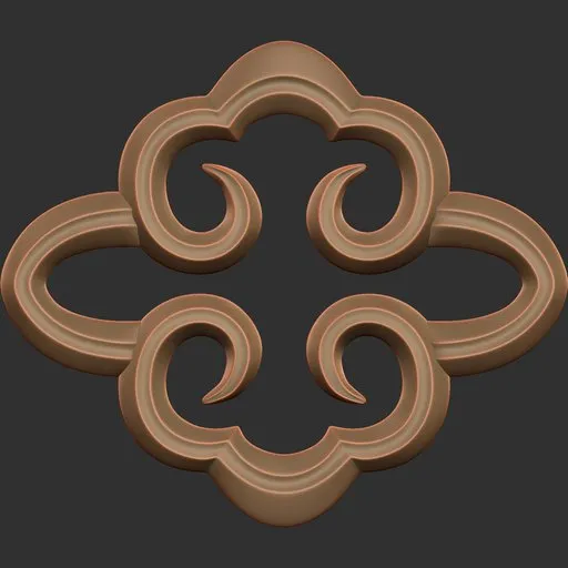 Detailed ornamental brush pattern for 3D modeling and sculpting, compatible with Blender.