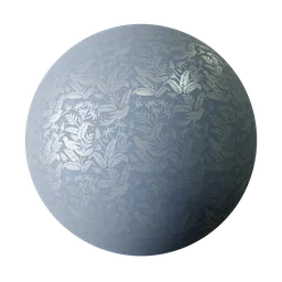 Seamless PBR texture of blue metallic bird and botanical wallpaper for Blender 3D artists.