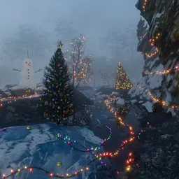 Magical Foggy Christmas Wilderness Scene