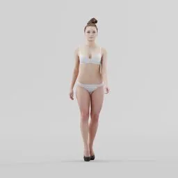Woman in underwear walking