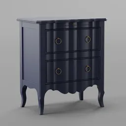 A luxurious navy-blue nightstand