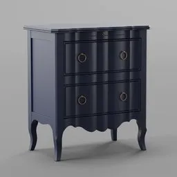 A luxurious navy-blue nightstand