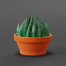 Detailed 3D render of a succulent plant with sharp leaves in terra cotta pot, ideal for Blender 3D artists.