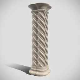 Intricately designed Blender 3D model of a medieval twisted quadrilobate column.