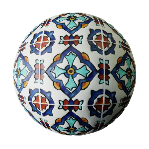Turquoise Floral Cross Tile