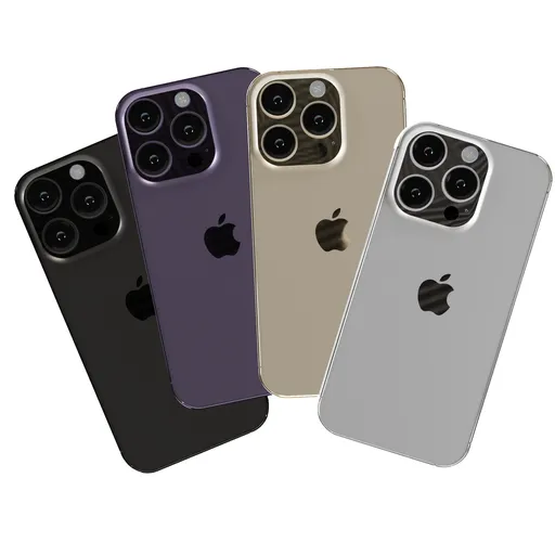 Detailed 3D model of smartphones in 4 colors, ready for close-up renders, available for Blender 3D projects.