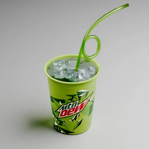 Icy Soft Drink Cup with Curly Straw