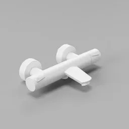 White minimalist 3D-rendered bath faucet for Blender, modern design, isolated on grey