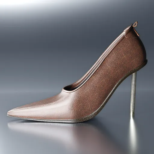 High-Heeled Brown Leather Shoe