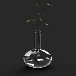 Reflective 3D-rendered plant vase model showcasing minimalist design in Blender, ideal for modern interior visualizations.