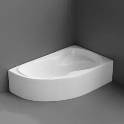 High-quality 3D model rendering of a modern corner bathtub for bathroom design in Blender.